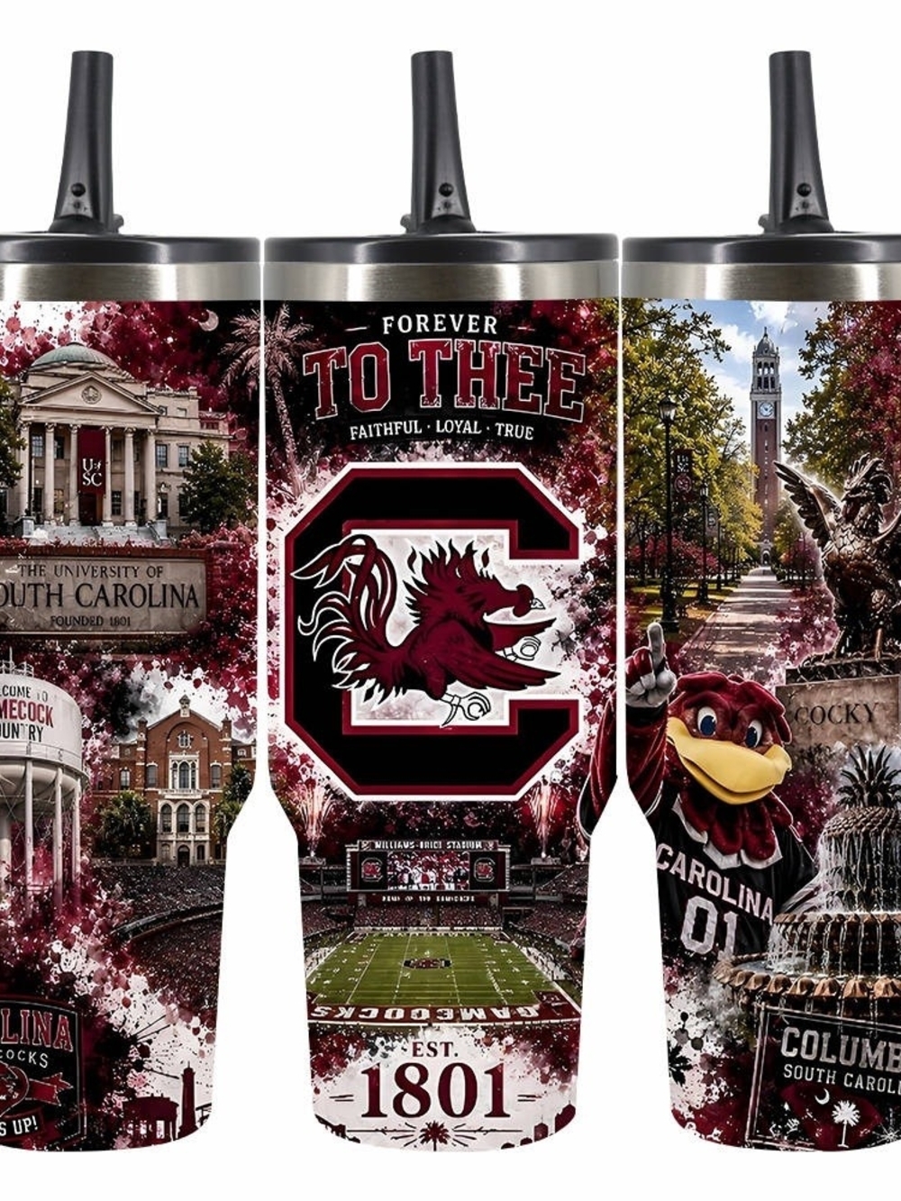 South Carolina Gamecocks Stainless Travel Tumbler - Garnet/Black